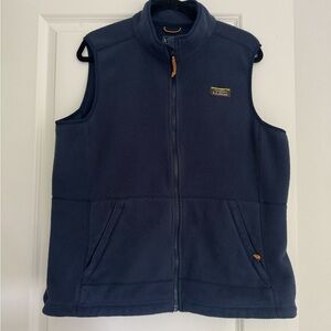 LL BEAN men’s navy blue fleece zip outdoor warm vest jacket size XL